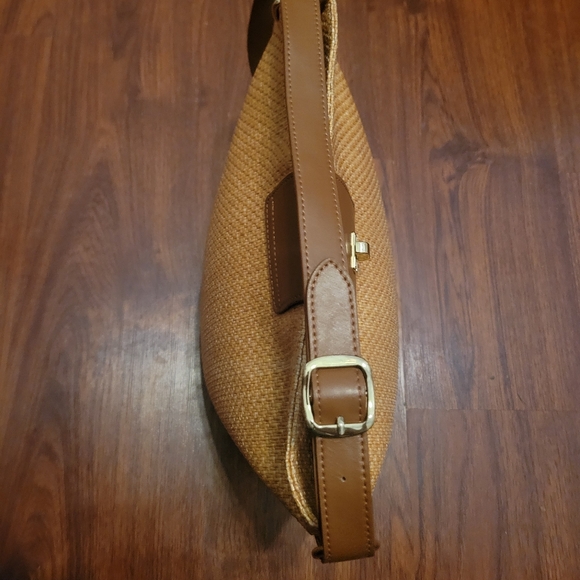 Talbots Woven Leather Shoulder Brown Bag Purse Boho Raffia - Picture 13 of 15